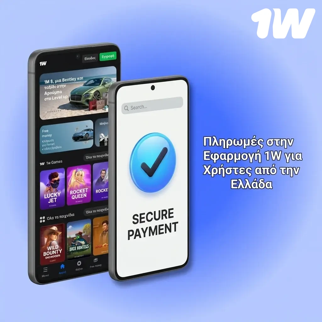 Πληρωμές στην εφαρμογή 1w με κρυπτονομίσματα BTC, ETH, USDT για χρήστες από την Ελλάδα.