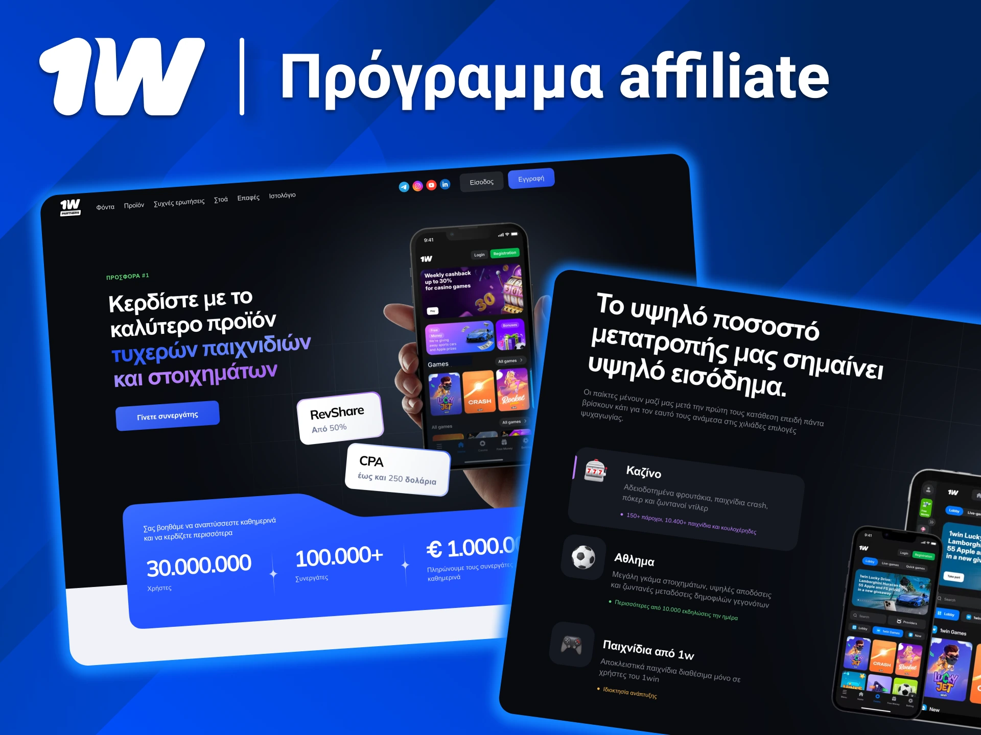 1w γίνε συνεργάτης τώρα και κέρδισε προμήθειες με αξιόπιστο και διαφανές σύστημα.