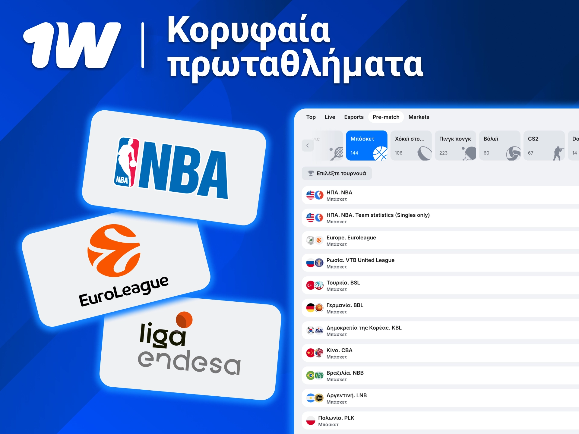 Απόλαυσε στο 1w EuroCup και άλλες διοργανώσεις με πλήρη αγωνιστική κάλυψη.